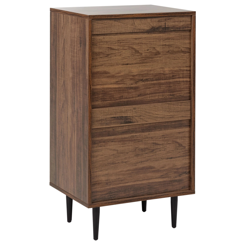 Cassettiera in MDF Legno scuro 4 cassetti Gambe in ferro Moderno