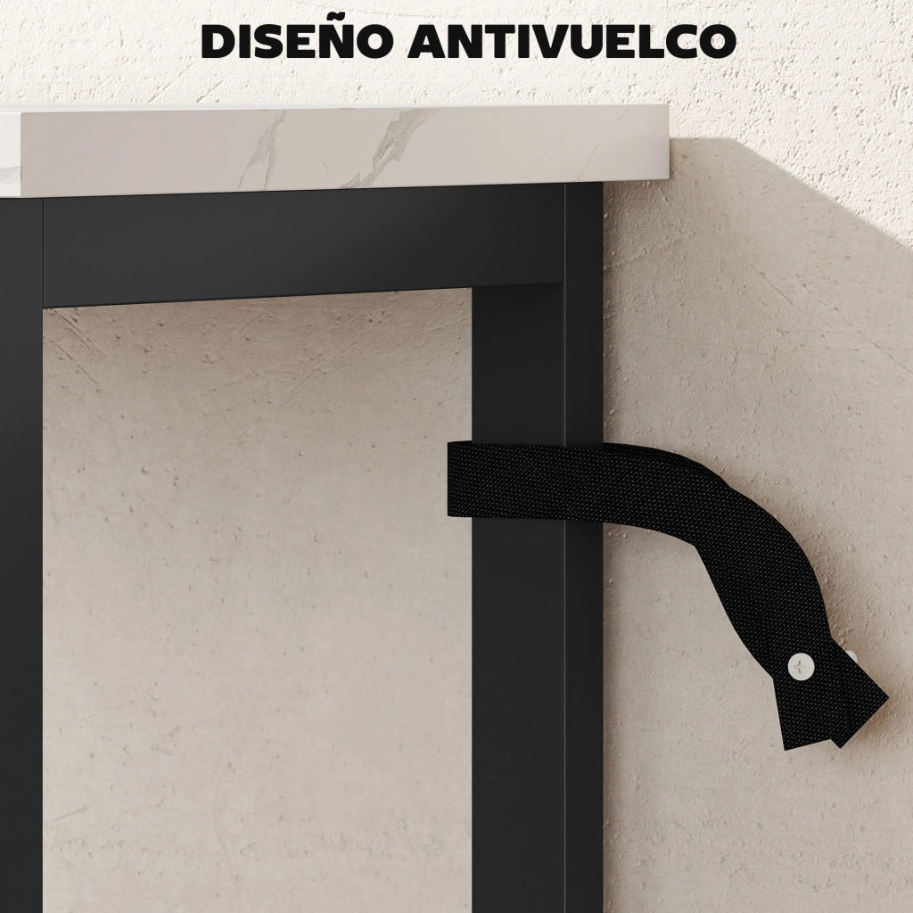 Consolle Ingresso Stretto con Ripiano Effetto Marmo e Telaio Metallo ¨C zephmum ¨C Bianco 100x30x81 cm