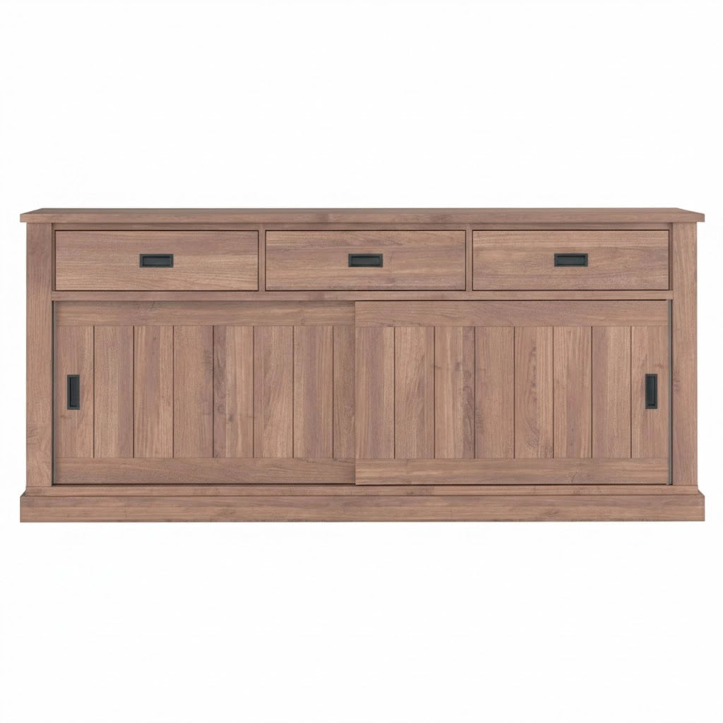 Madia Dispensa Con 3 Cassetti 2 Ante Scorrevoli E 4 Ripiani Interni Credenza Mobile Buffet Per Soggiorno Cucina Zona Living Design Classico Moderno 220 X 50 X 95 Cm Noce