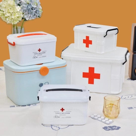 Cassetto Medico Multifunzionale per la Conservazione di Prodotti Medici per la Casa con Due Strati in Plastica Dimensioni 23.5 x 17.5 x 13.5 cm