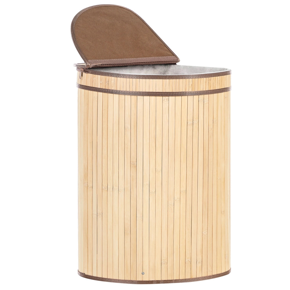 Cestino portaoggetti in bambù marrone chiaro  con coperchio Cestino per biancheria Accessori pratici lavanderia bucato