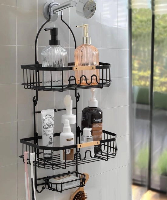 Organizzatore per bagno a muro, piano doccia e organizzatore bagno, piano doccia 15,3D x 29B x 57,6H centimetri