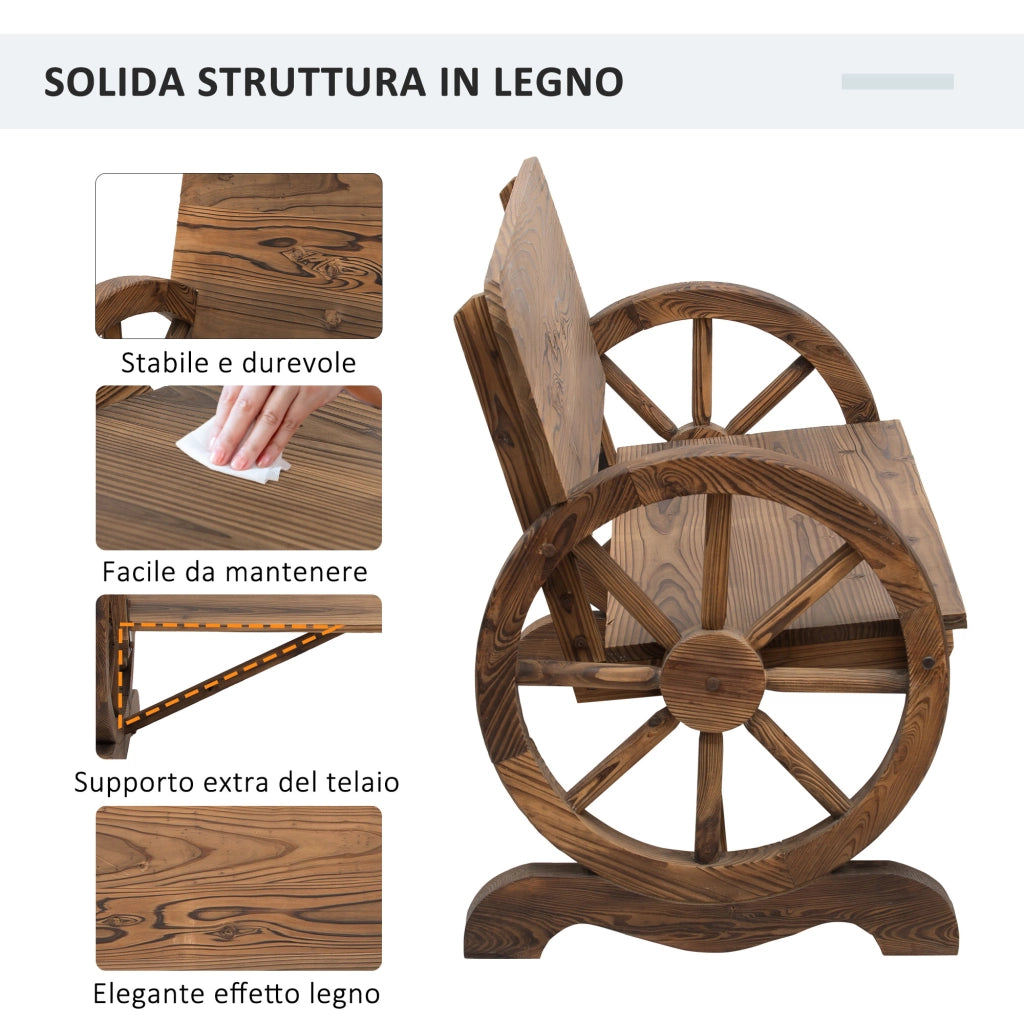 Panca da Giardino 2 Posti con Schienale Alto ¨C zephmum ¨C Legno di Abete Marrone 114x58x80 cm