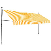 Tenda da Sole Retrattile Manuale LED-Tenda parasole per Patio 350 cm Bianca e Arancione