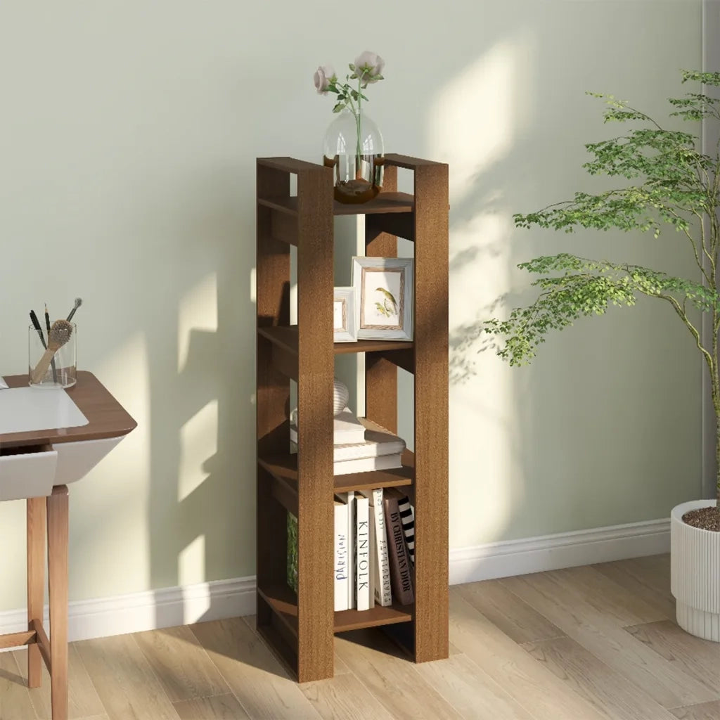 Libreria Divisorio-Scaffale per Libri-Mobile di Stoccaggio ambra 41x35x125 cm in Legno Massello