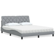 Letto con Materasso Grigio Chiaro160x200 cm Tessuto