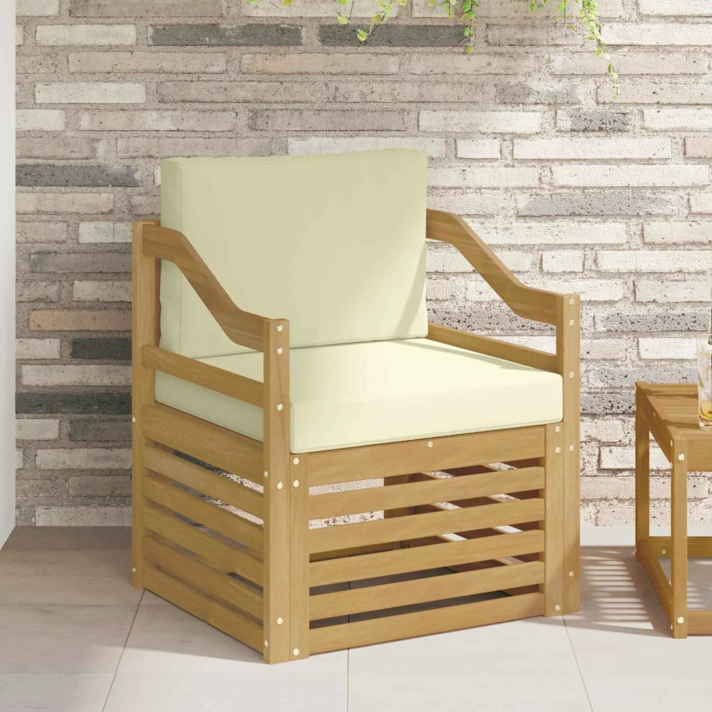 Divano da esterno-Divano da Giardino Poliestere Bianco e crema 388873