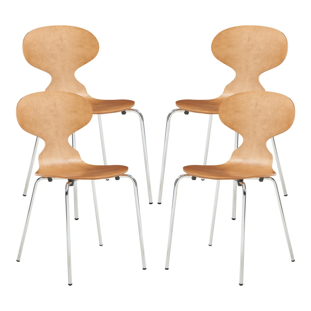 Set di 4 sedie da pranzo dal design moderno e robusto con effetto noce/cromo 03_0009835