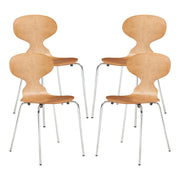 Set di 4 sedie da pranzo dal design moderno e robusto con effetto noce/cromo 03_0009835