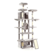 Fudajo Albero tiragraffi 198cm per gatti, grigio con sisal cuccette e amache