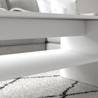 Tavolino da Caffè Moderno in Legno a 2 Livelli con Ripiano Aperto, 100x40x41.5 cm, Bianco