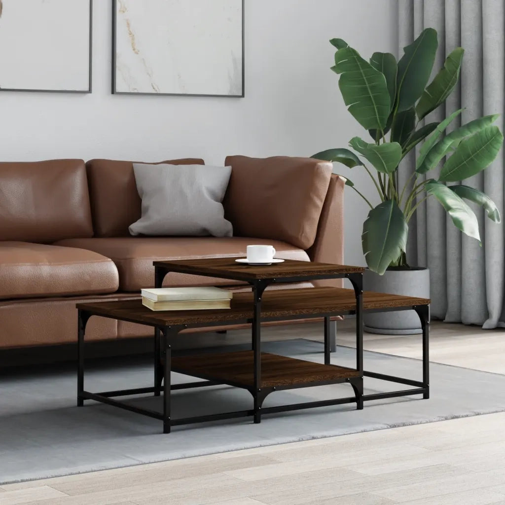 Tavolino Salotto-Tavolino da soggiorno-Tavolo Rovere Marrone 102x60x45cm Legno Multistrato