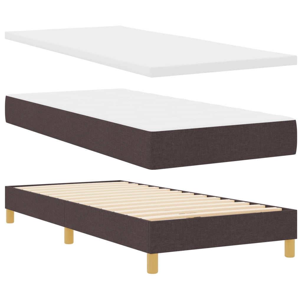 Letto con Box Spring e Materasso Marrone Scuro 80x200 cm Tessuto
