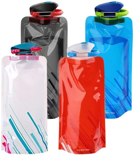 Bottiglia di Plastica Rinfrescabile 700 ml - Bottiglia di Plastica Riciclabile - Bottiglia di Plastica Pieghevole - Bottiglia di Plastica Leggera - Materiale Sostenibile - Maniglia Utile