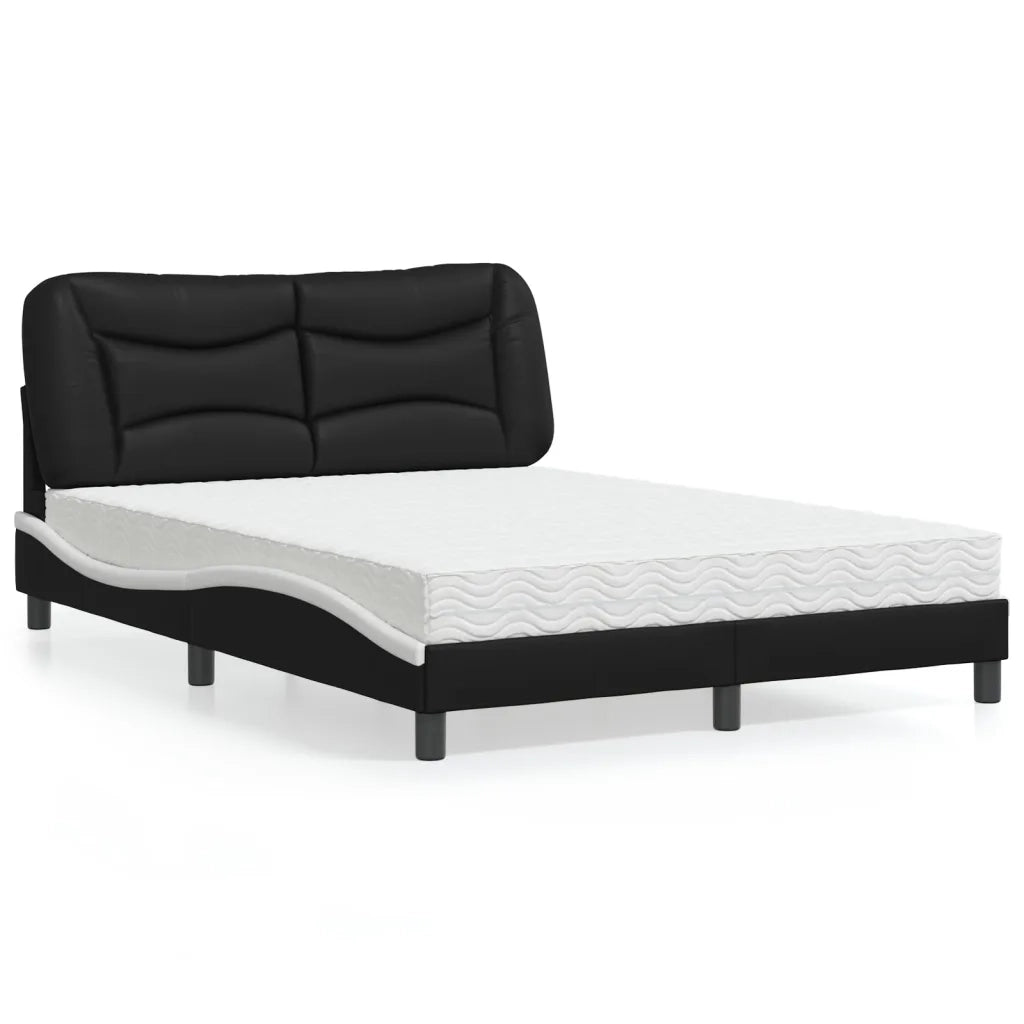Letto con Materasso Hvar Nero e Bianco 120x200 cm in Similpelle 3208715