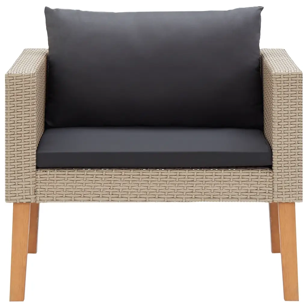 Divano da Giardino Singolo con Cuscini in Polyrattan Beige 310219
