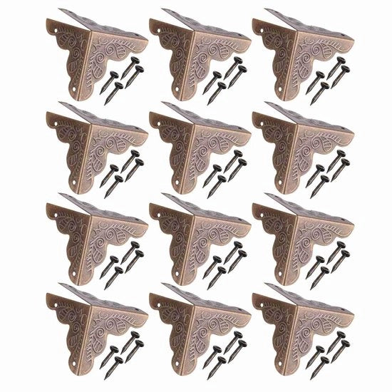 Protettori Angolari Decorativi a 12 Pezzi - Metallo - Lunghezza 2,4 cm - Protezione per Mobili - Finitura Eccellente - Protettore Angolare
