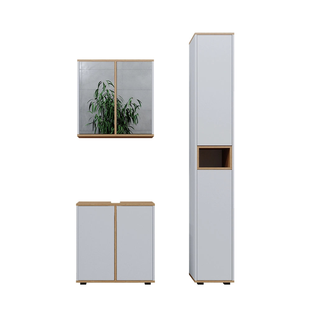 Vicco Set mobili bagno Bianco/Artisan 3 parti con colonna