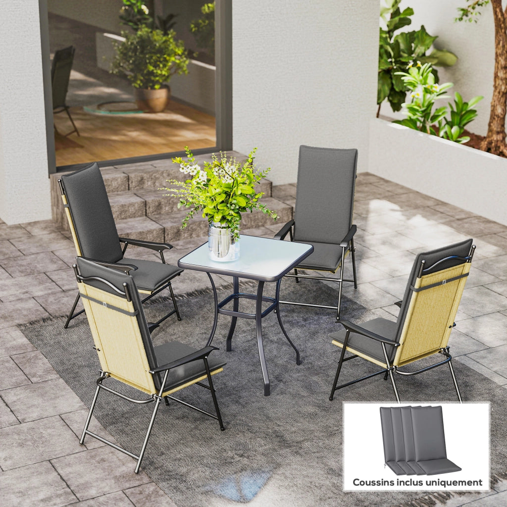Set 4 Cuscini per Sedie da Giardino ¨C Xylo ¨C Grigio 124x50x5cm con Attacchi Regolabili UPF50+