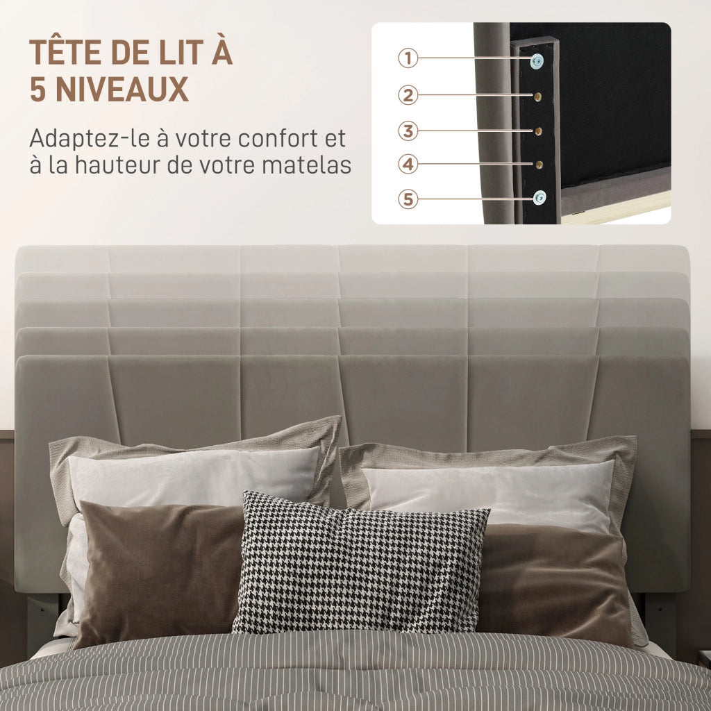 Letto matrimoniale con testiera regolabile ¨C Xylo ¨C 140x190 cm grigio struttura metallo