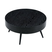 Tavolino da caffè rotondo con gambe in metallo - per soggiorno - 70 x 35.5 cm - nero