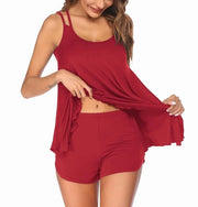 Pijama da Donna 2 in 1 - Camisola/Shorts Sexy - Materiale Soffice e Respirante - Taglie S-M-L-XL - Lavaggio a Mano Raccomandato - Indumenti da Notte