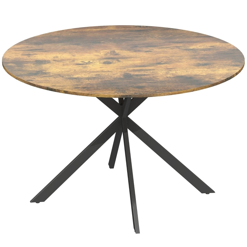 Tavolo da pranzo - rotondo per 4 - stile industriale - gambe in acciaio - marrone rustico