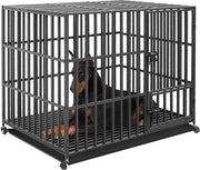 Banchina per cani robusta - Versione pesante - Con ruota - Doppia porta - Piattaforma separabile - Dimensioni 117x84x96.5cm