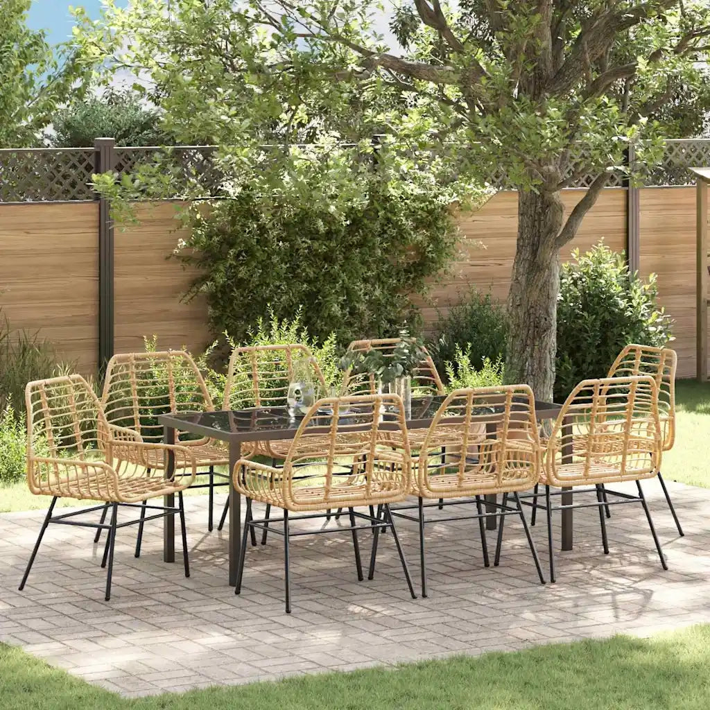 Set da Pranzo per Giardino 9 pcs Marrone polyrattan 3380854