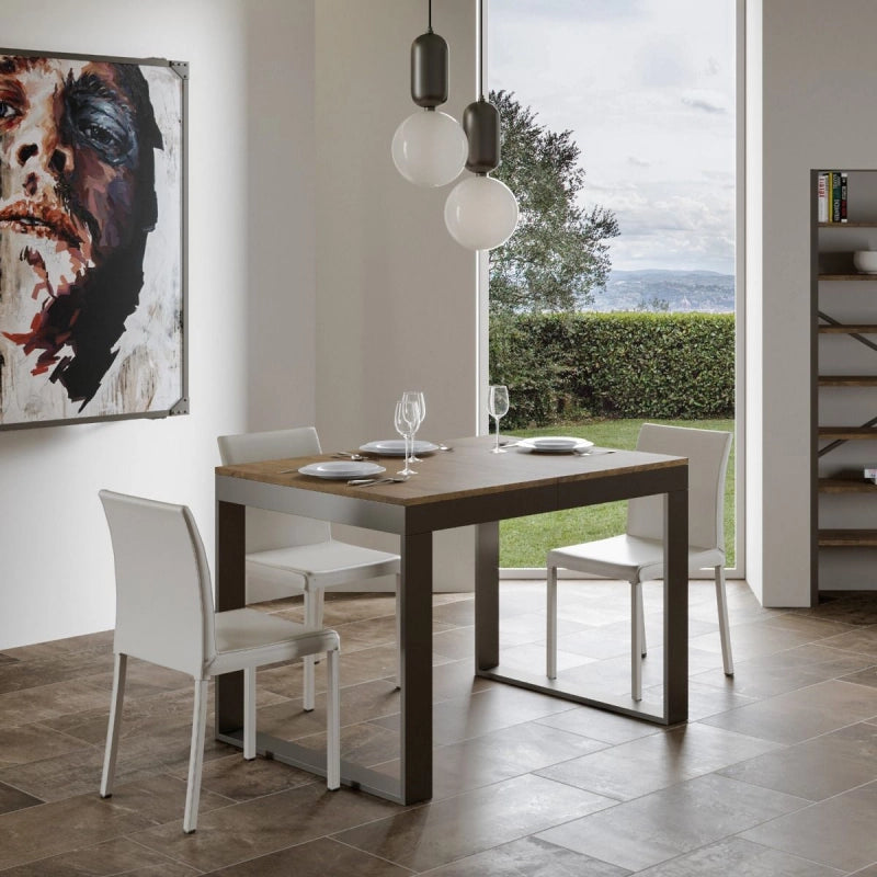 Tavolo allungabile 90x120/380 cm Tecno Evolution telaio Antracite - Noce