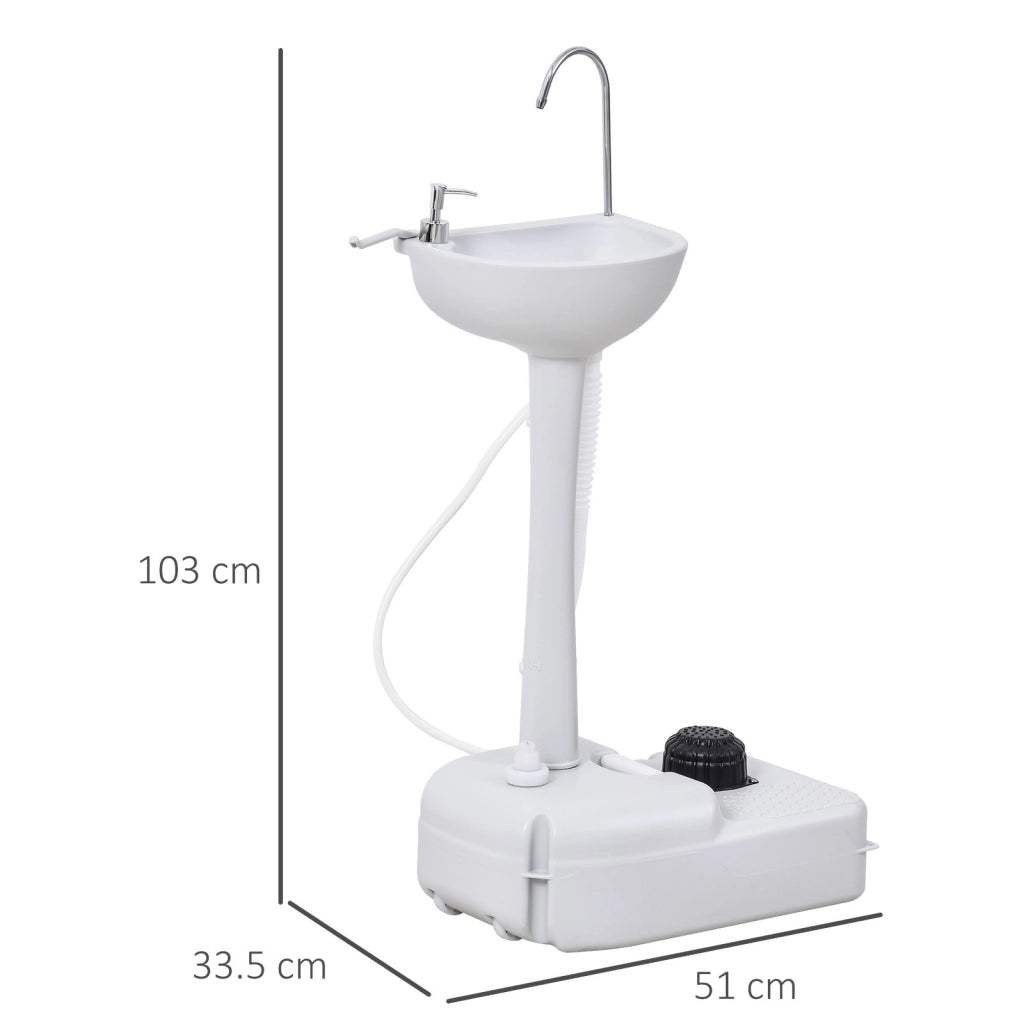EasyComfort Lavabo Portatile da Campeggio con 2 Ruote, Serbatoio Acqua 17L e Serbatoio Sapone 2.5L, 51x33.5x103cm