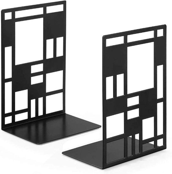 Sostegni libreria in metallo - design antiscivolo - nero - disegno a rete unico