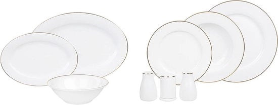 Set da tavola in porcellana da 56 pezzi per 12 persone con piatti, tazze e ciotole - set da 6 persone - servizio da tavola classico con ciotole per zuppa e piatti da 6 pezzi