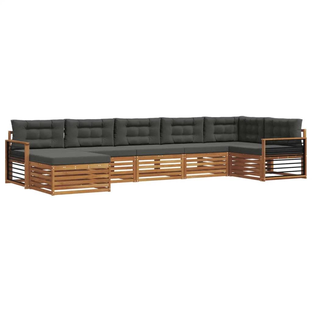 Set di divani da esterno con cuscino 7 pcs Naturale e Antracite