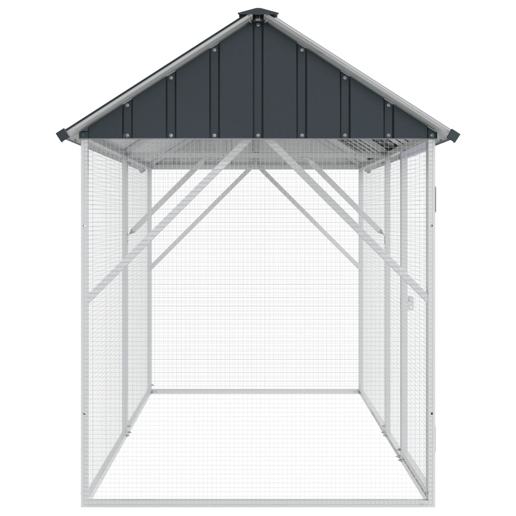 Voliera per Uccelli Antracite 112x227x141 cm Acciaio