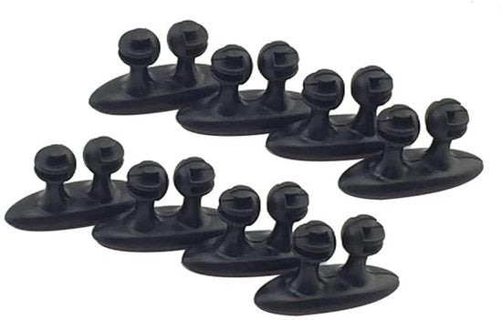 Clip di gestione cavi - 8 pezzi, 26 x 15 mm, plastica, 3 m autofibro, per cavo elettrico - nero