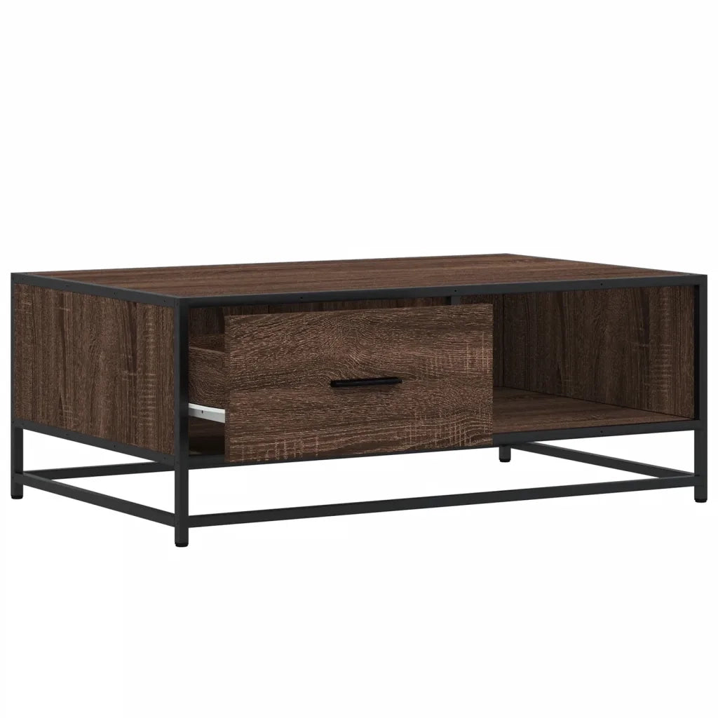 Tavolino da salotto | Tavolino da caff¨¨ | Tavolino da Soggiorno Rovere Marrone 90x57x35 cm Legno Multistrato e Metallo