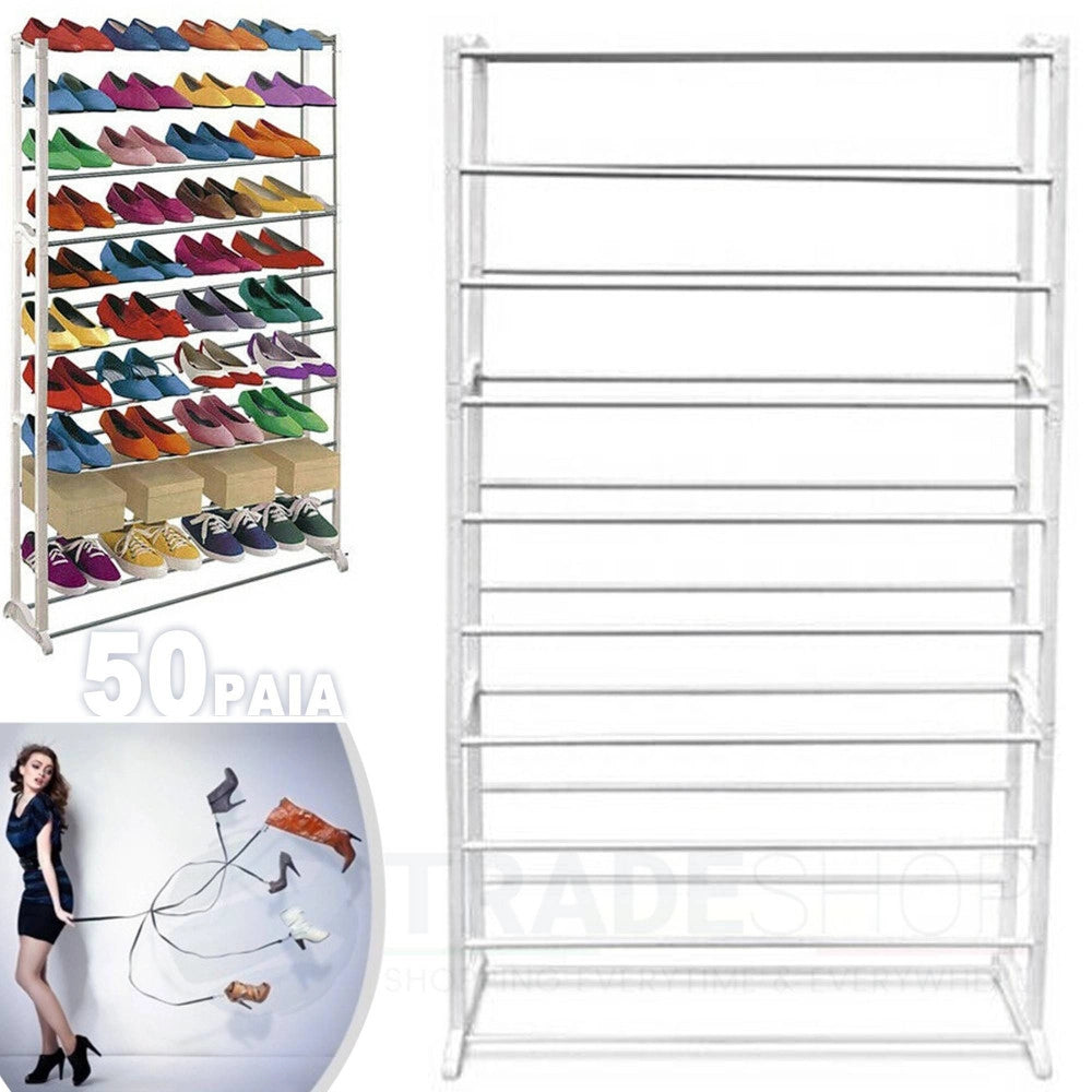 Trade Shop - Scarpiera 50 Paia Scarpe Salvaspazio Organizer Ordine Ripostiglio Casa Armadio -