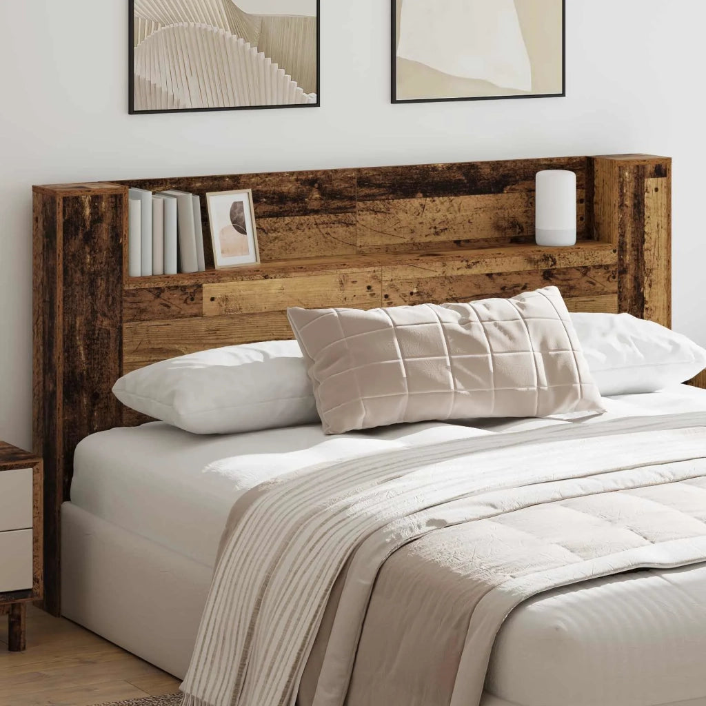 Testata con Mobile e LED Legno vecchio 180 x 16,5 x 103,5 cm