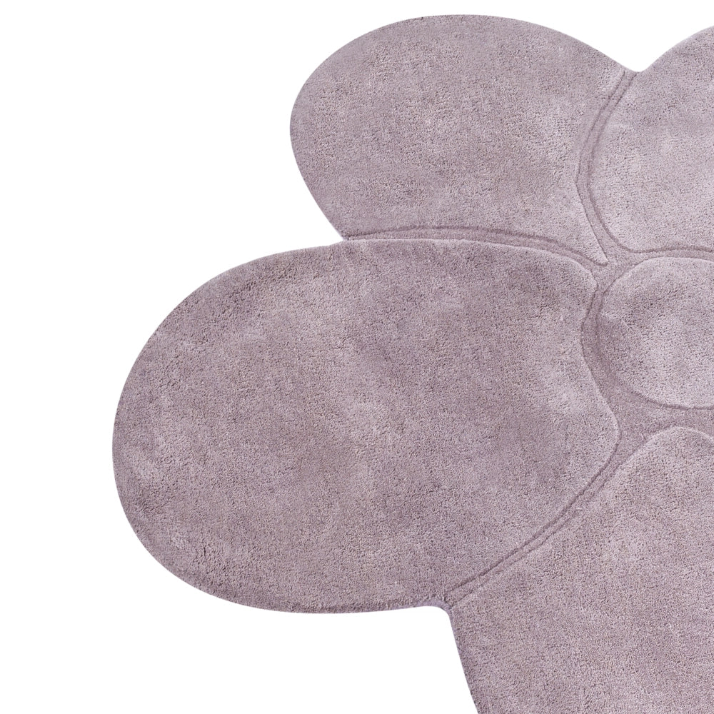 Tappeto in lana a forma di fiore viola 140 x 140 cm camera da letto cameretta
