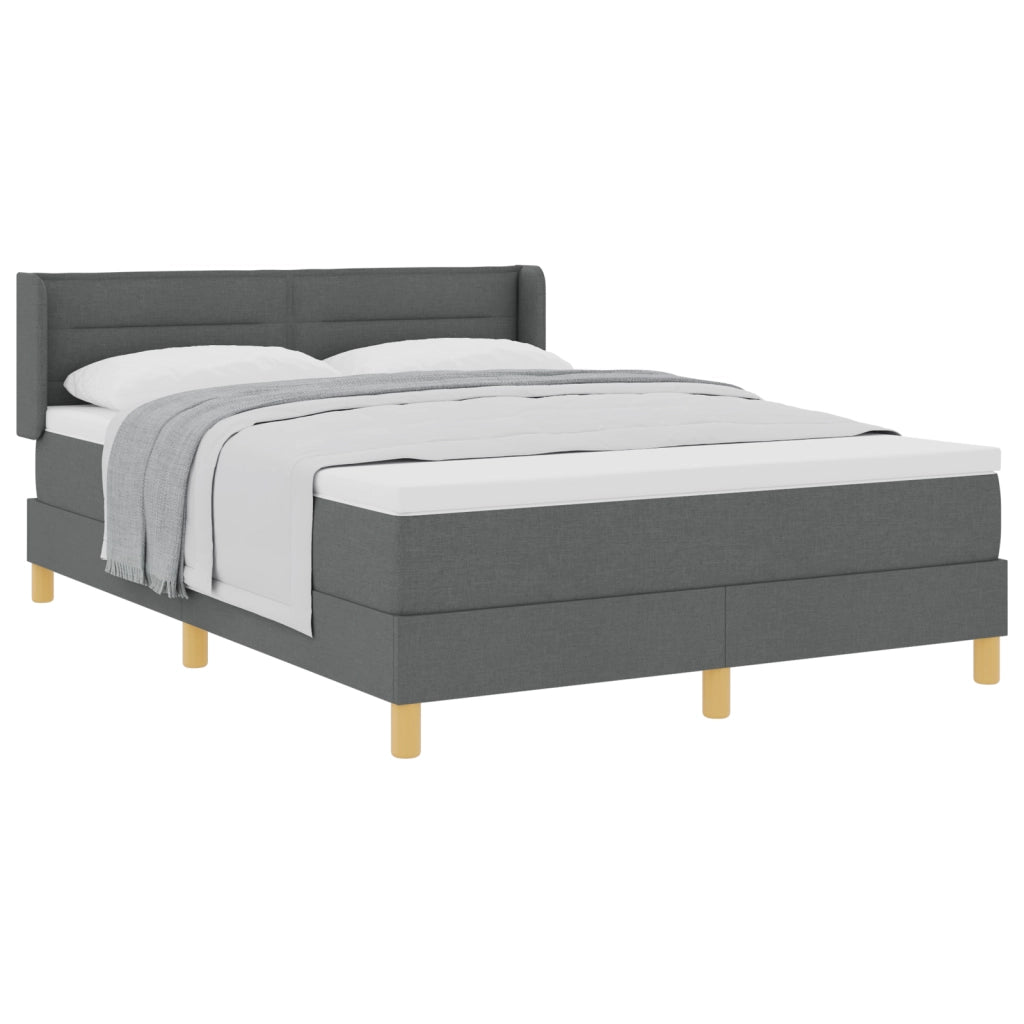 Letto con Box Spring e Materasso Grigio Scuro 140x190 cm Tessuto