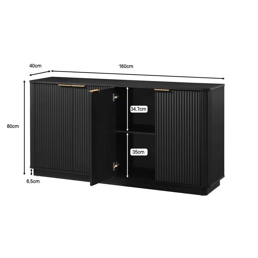 Mobile TV con Credenza ¨C MINIMAL ¨C Nero, Legno, 160x80x40