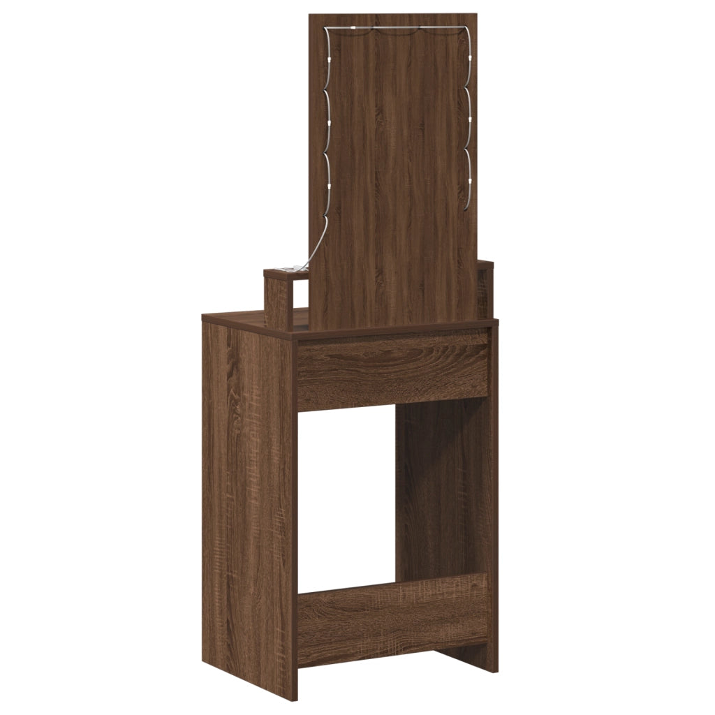 Tavolo da toeletta con luci LED Rovere marrone 50x41x140 cm