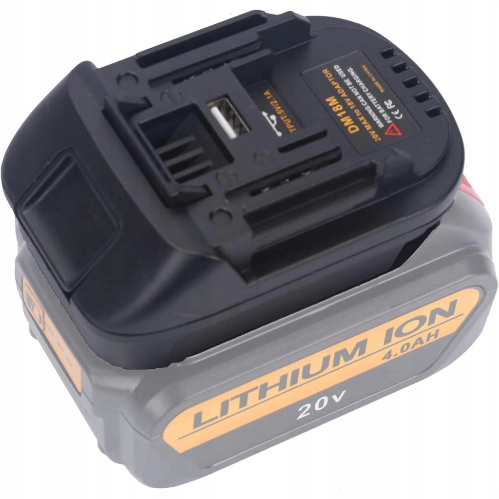 Adattatore Batteria compatibile con Utensili Makita 18V – Per Batterie Dewalt 20V e Milwaukee 18V | Porta USB 5V 2.1A