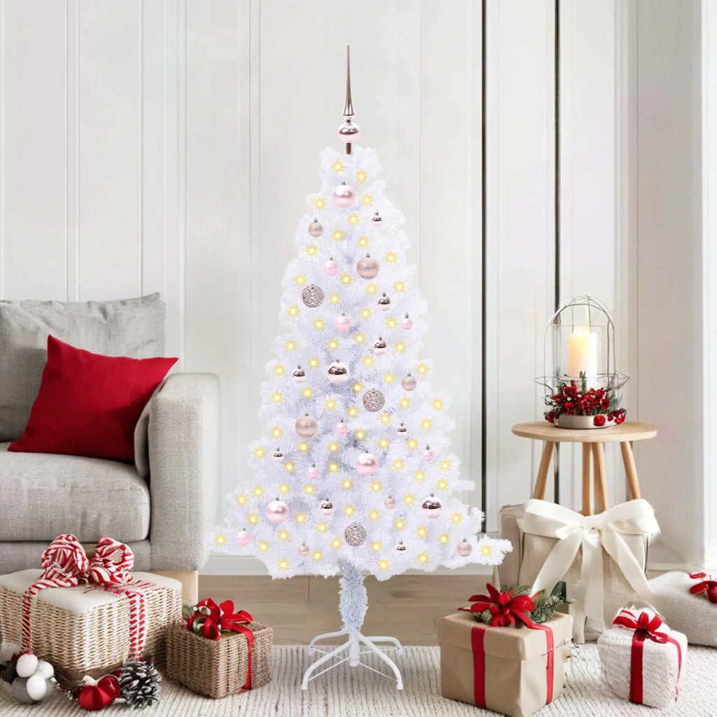 Albero di Natale | Decorazioni natalizie artificiale Bianco 150 cm PVC e Acciaio
