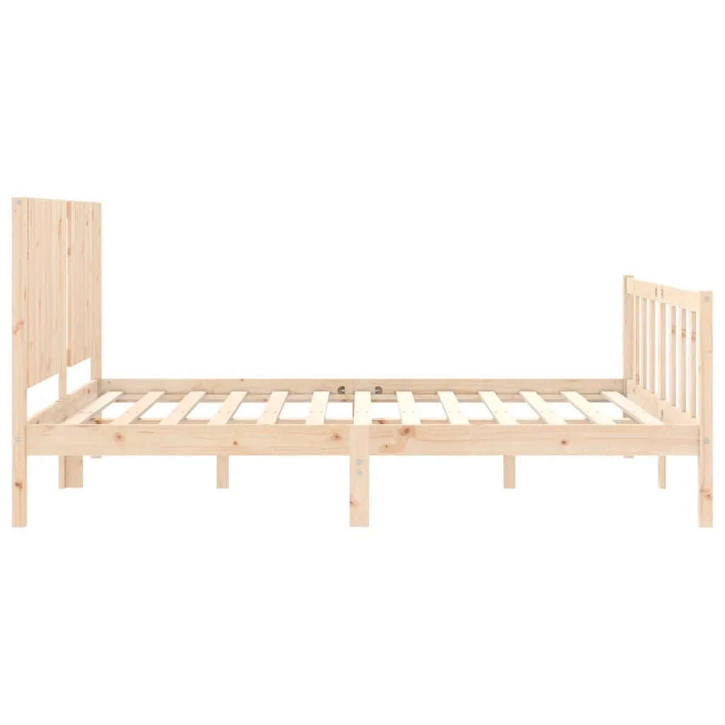 Letto matrimoniale | Letto per adulti | Giroletto senza Materasso 160x200 cm in Legno Massello di Pino