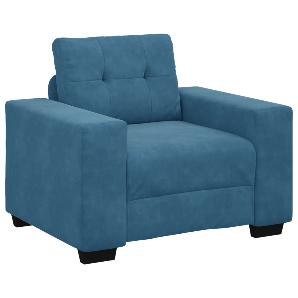 Set Divano 3 Pezzi con Cuscini Velluto Blu