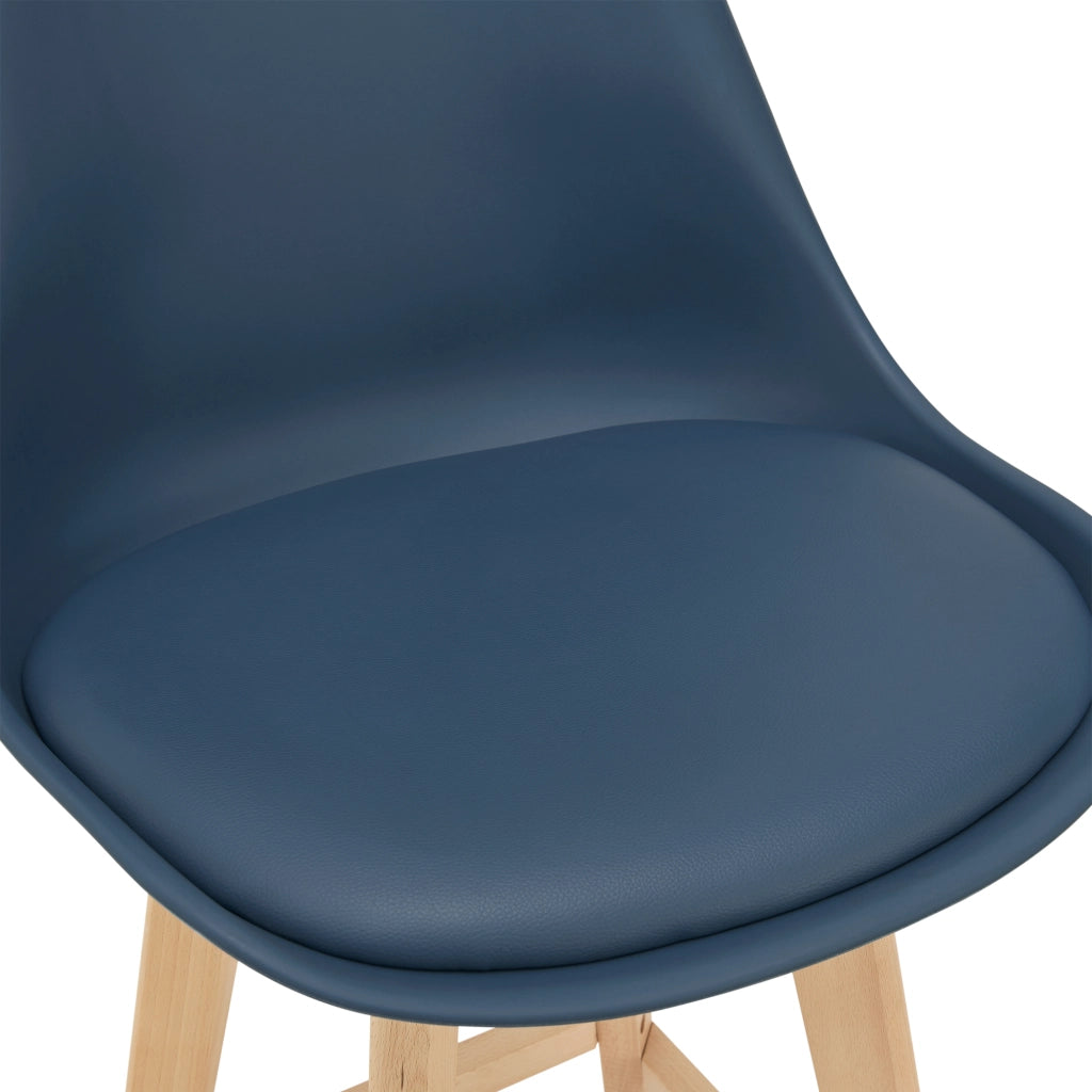 Set Lublin di 2 Sgabelli da Bar con Seduta Imbottita e Gambe in Faggio - Blu [en.casa]