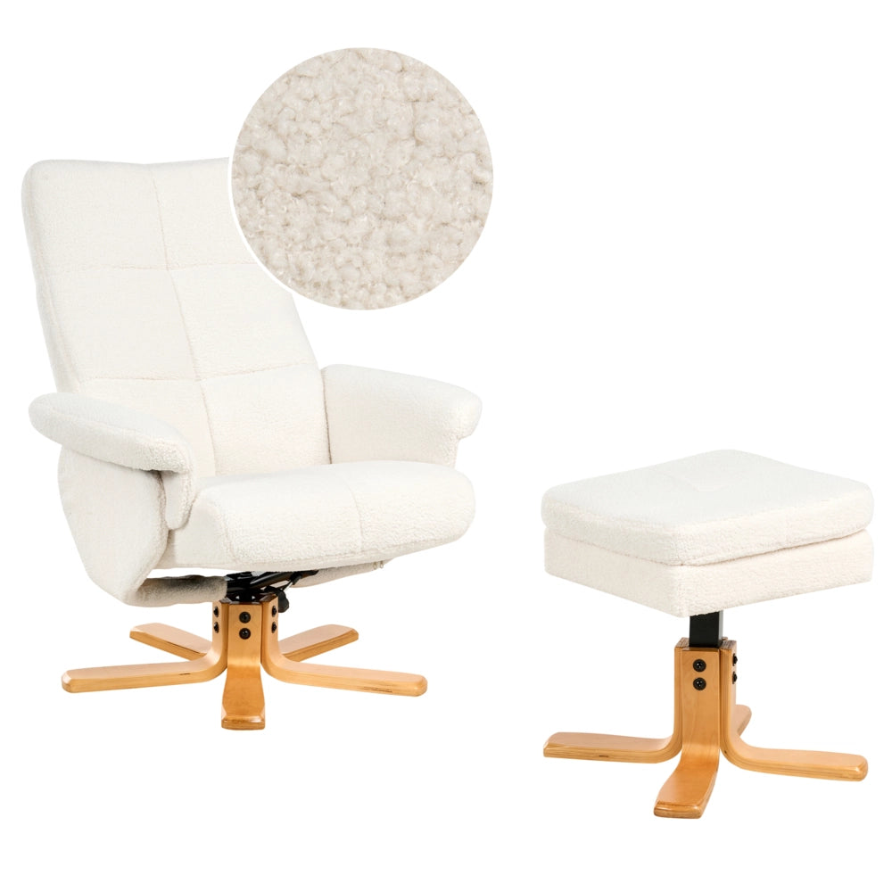 Sedia da ufficio reclinabile tessuto boucle Sgabello girevole reclinabile bianco sporco funzione massaggio riscaldata design retrò
