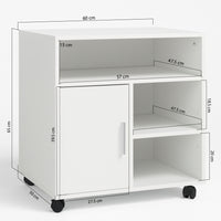 Mobile Porta Stampante Multiuso Salvaspazio 60x50x65 cm Legno Bianco